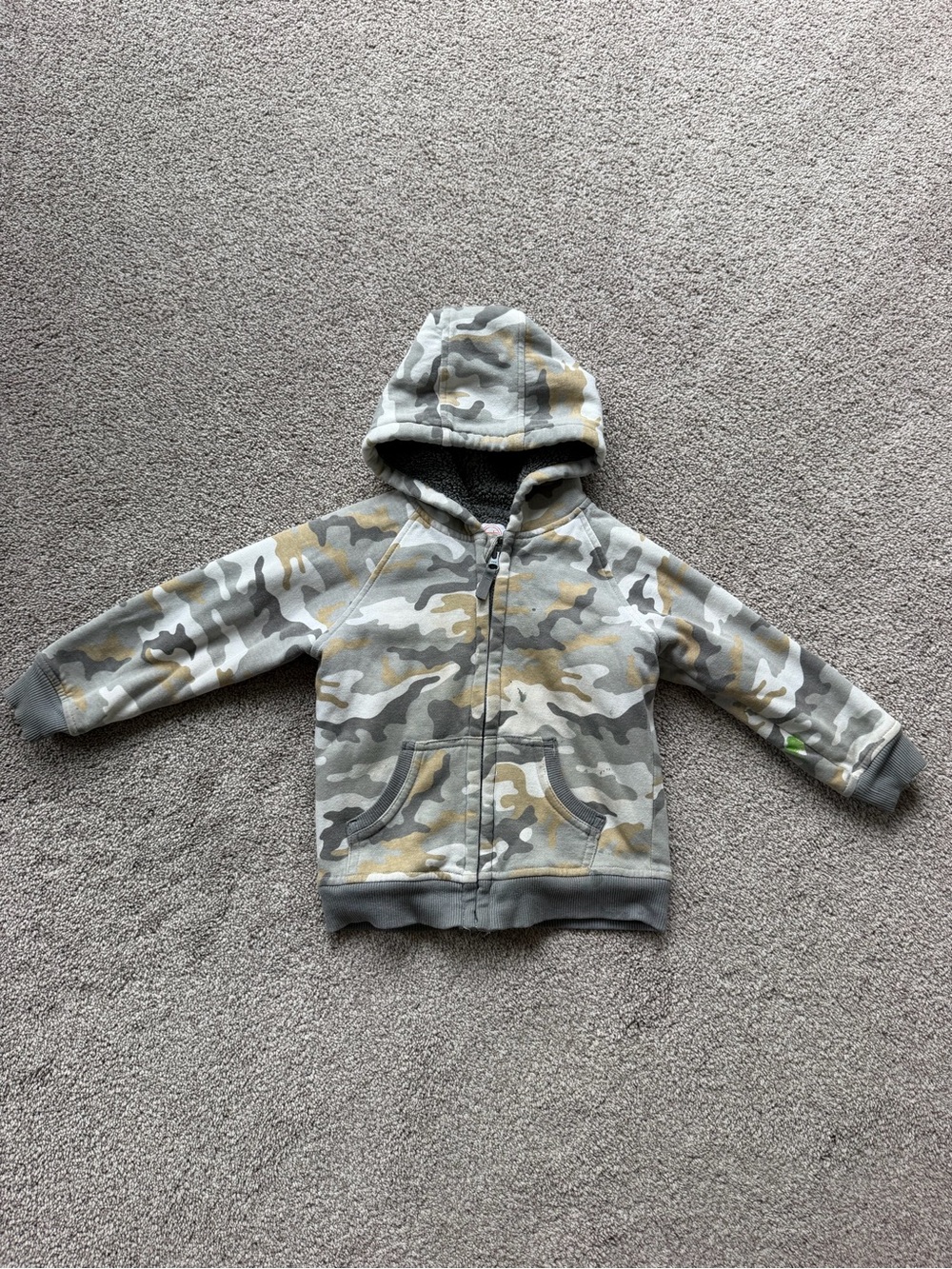 wonder nation Gray & Tan Camo Hooded Zip-Up Sweatshirt